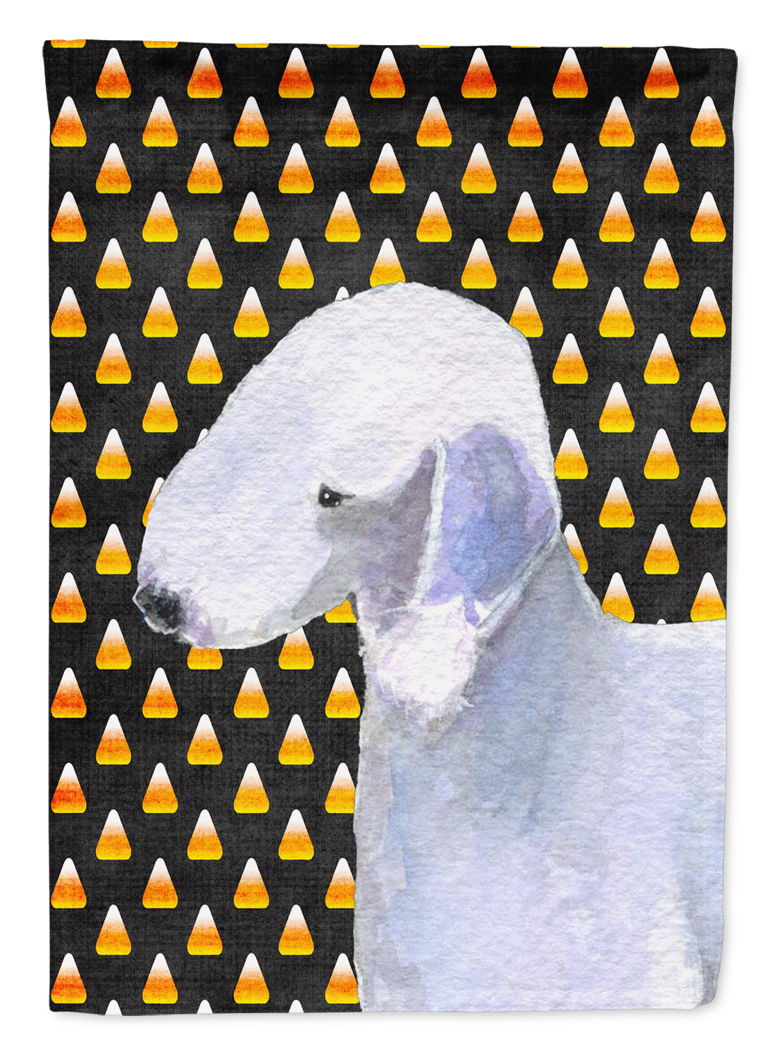 Bedlington Terrier Candy Corn Halloween Portrait Flag Canvas House Size  the-store.com.