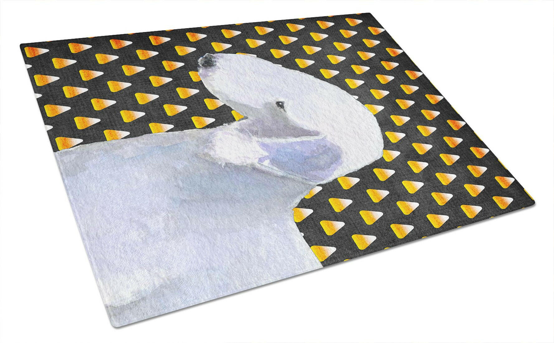 Bedlington Terrier Candy Corn Halloween Portrait Glass Cutting Board Large by Caroline's Treasures