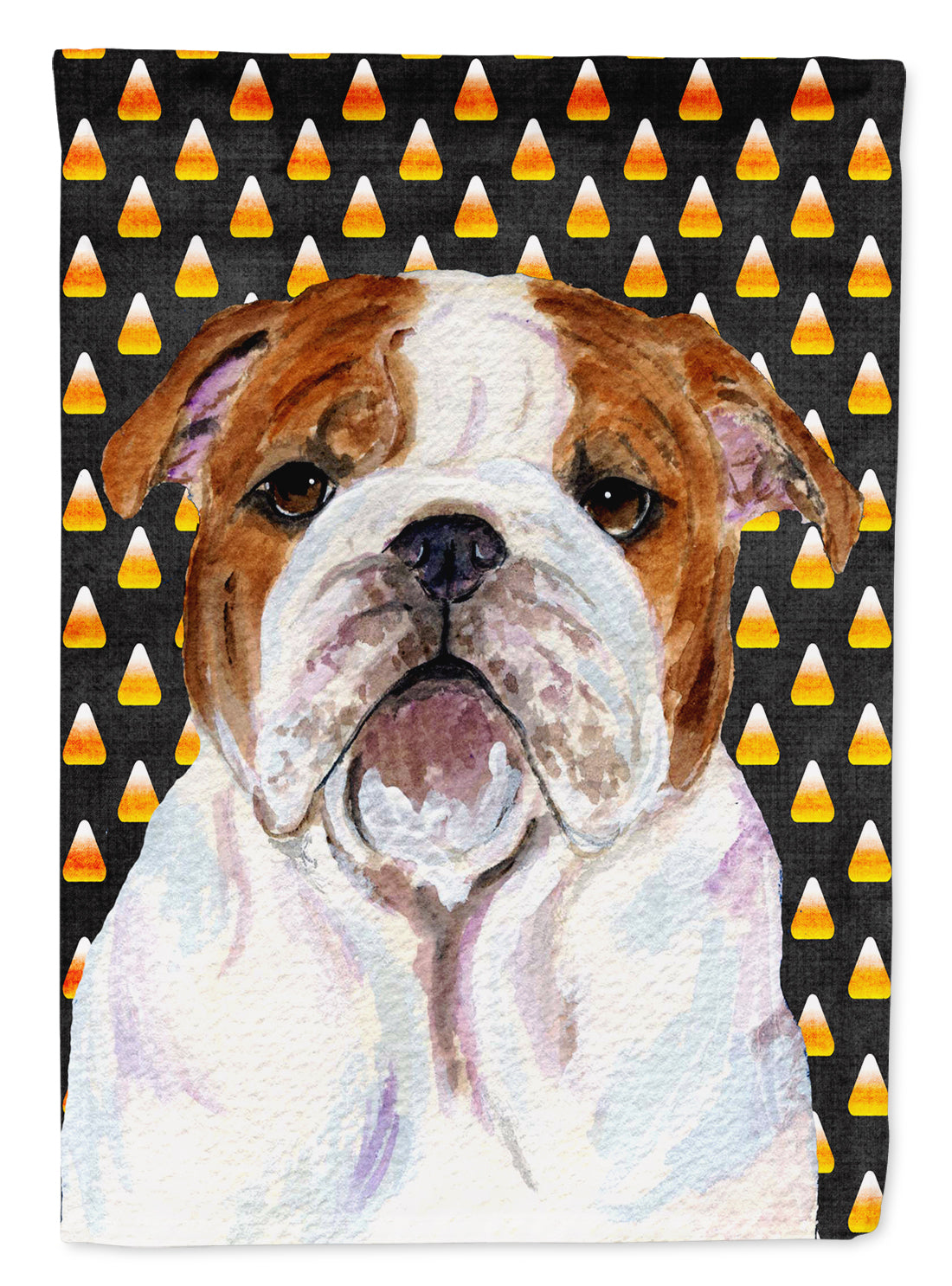 Bulldog English Candy Corn Halloween Portrait Flag Canvas House Size  the-store.com.