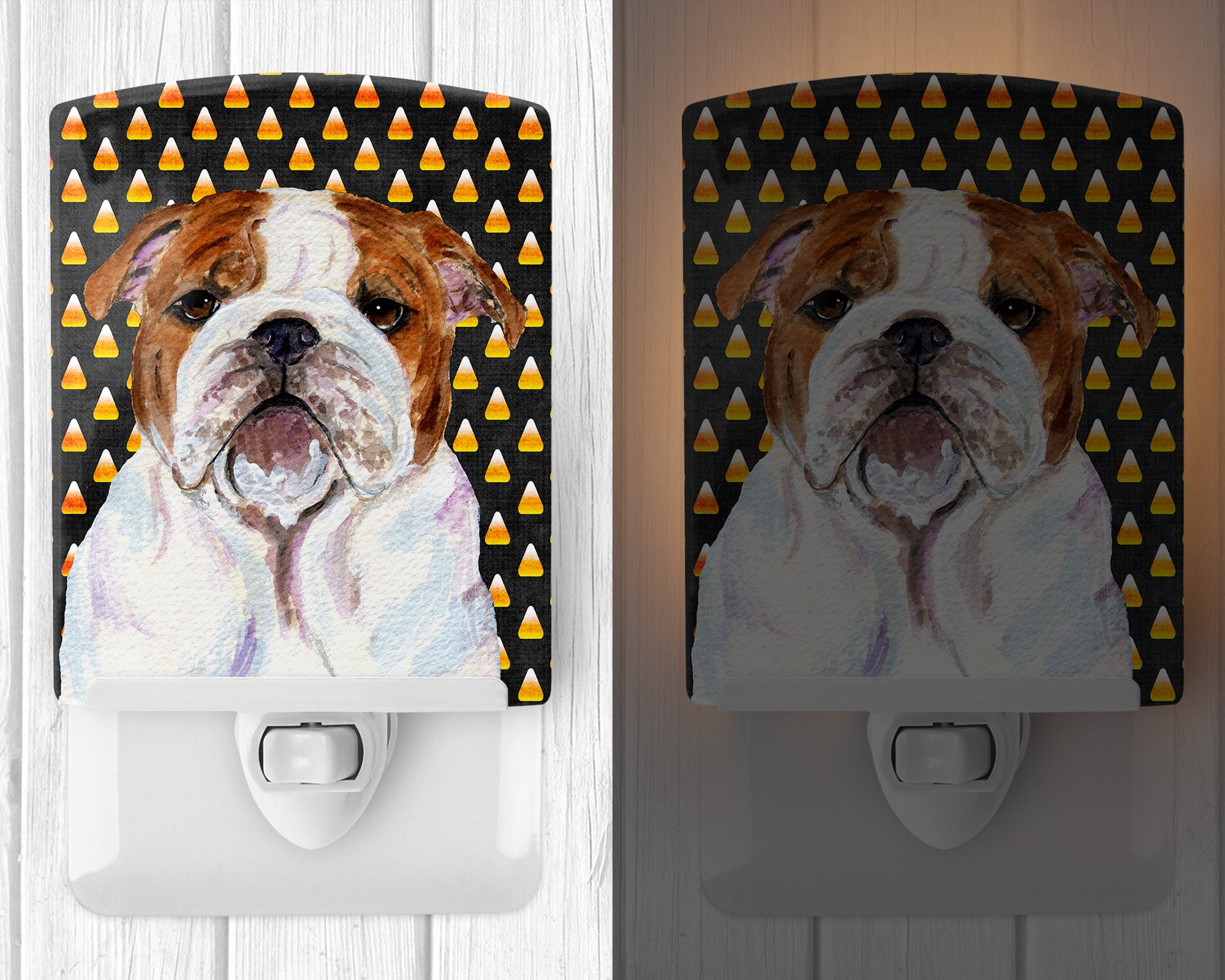 Bulldog English Candy Corn Halloween Portrait Ceramic Night Light SS4277CNL - the-store.com