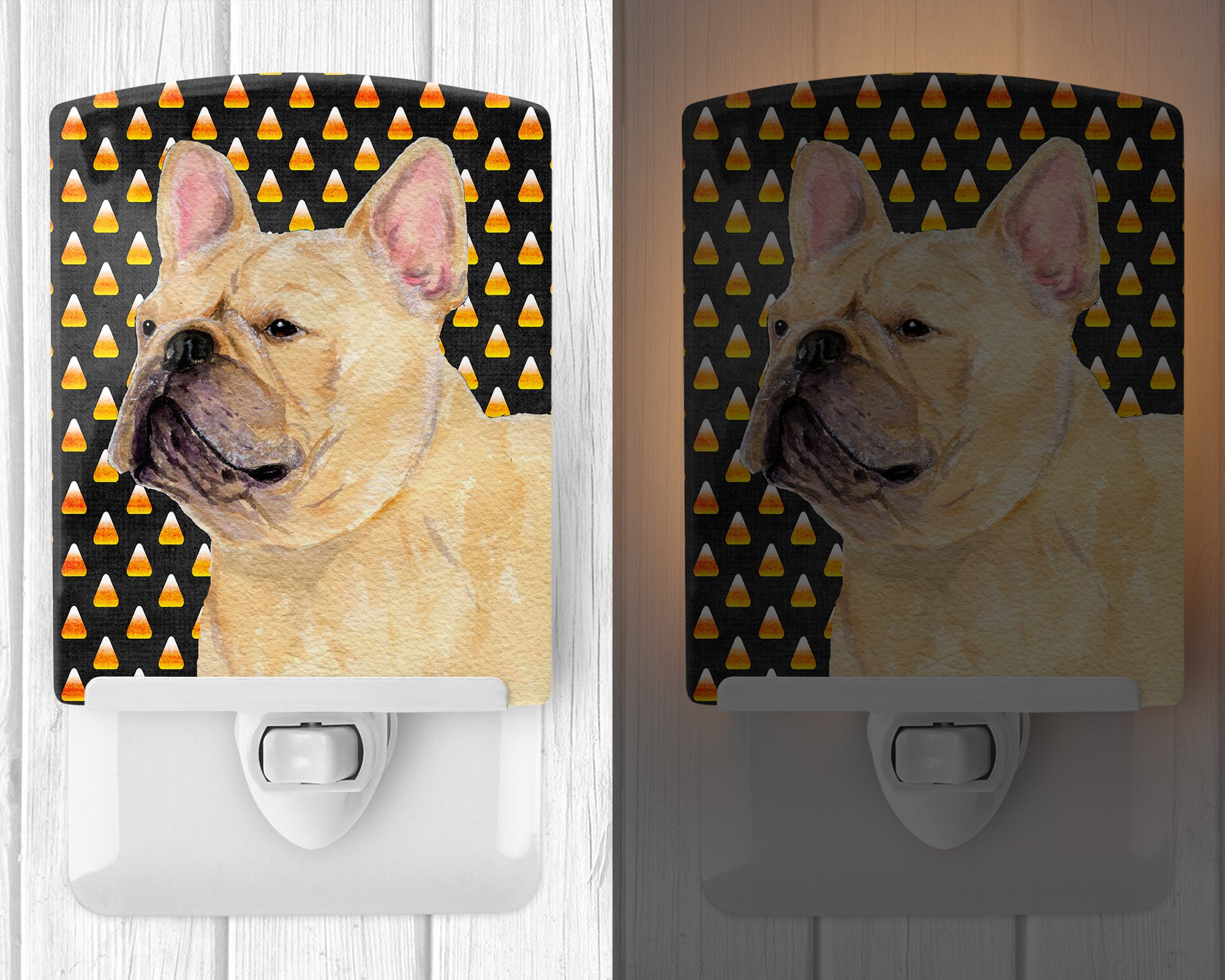 French Bulldog Candy Corn Halloween Portrait Ceramic Night Light SS4278CNL - the-store.com