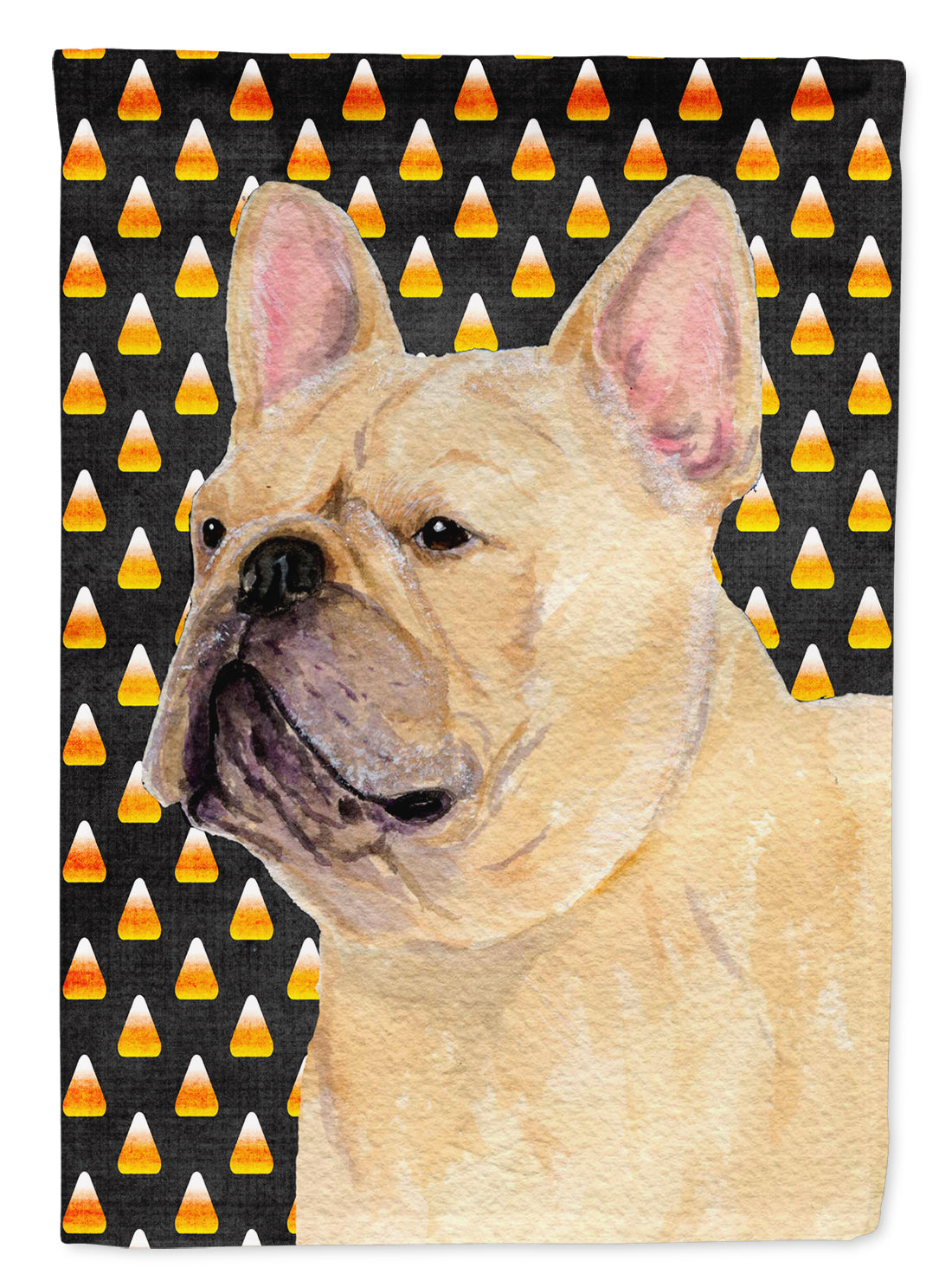 French Bulldog Candy Corn Halloween Portrait Flag Garden Size.