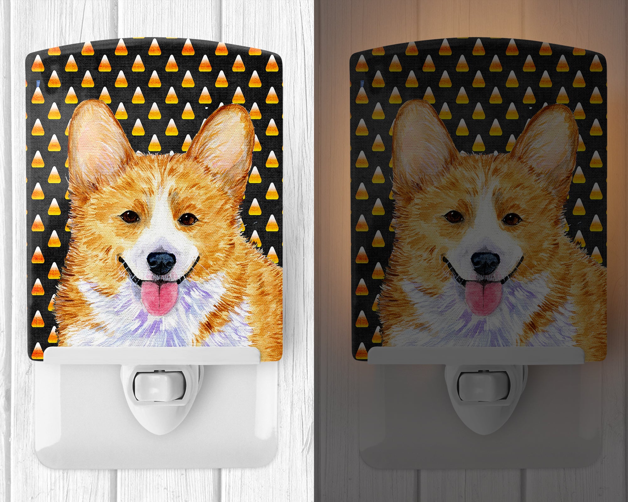 Corgi Candy Corn Halloween Portrait Ceramic Night Light SS4279CNL - the-store.com