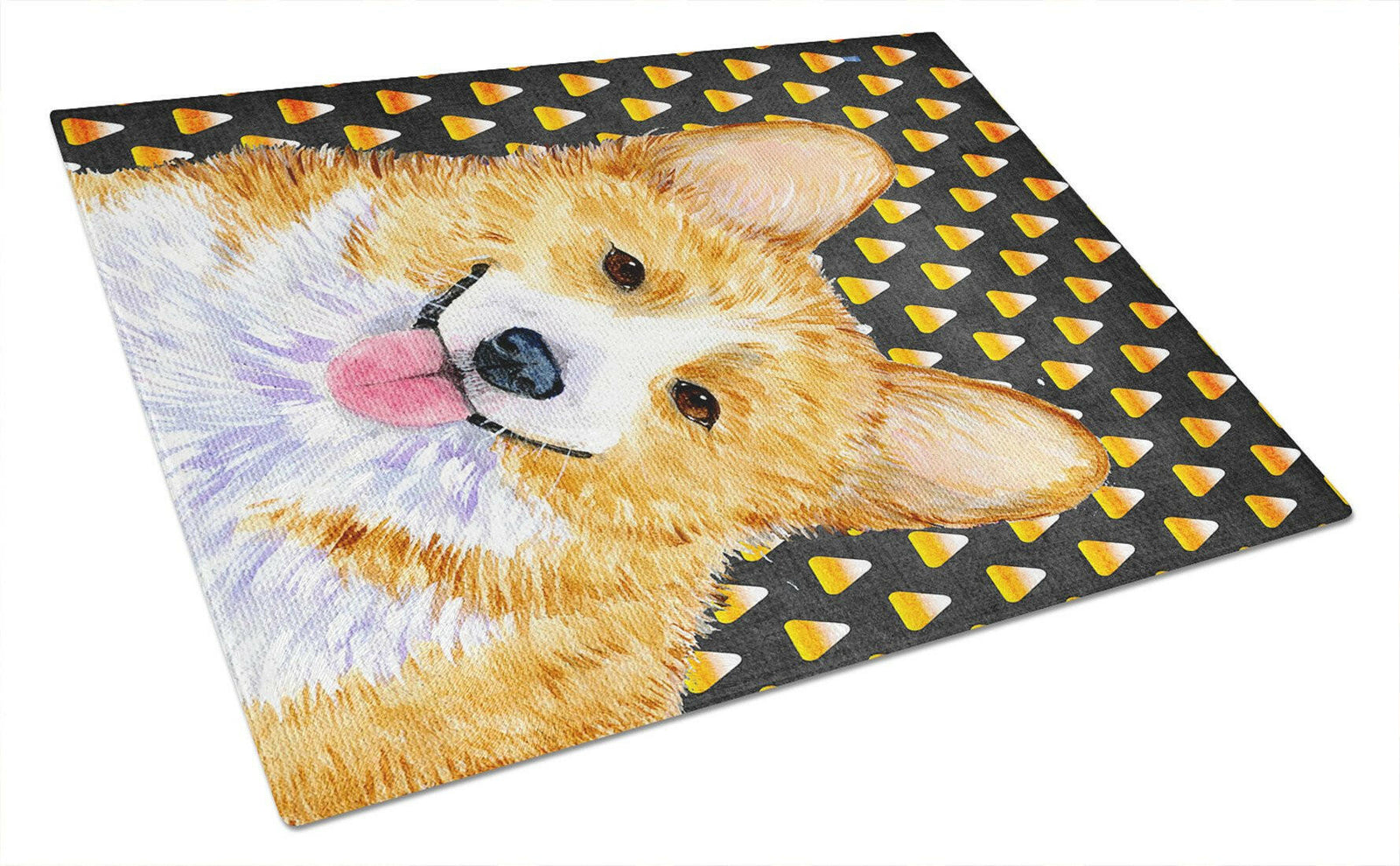 Corgi Candy Corn Halloween Portrait Glass Cutting Board Large by Caroline's Treasures