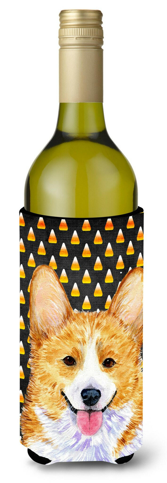 Corgi Candy Corn Halloween Portrait Wine Bottle Beverage Insulator Beverage Insulator Hugger SS4279LITERK by Caroline's Treasures