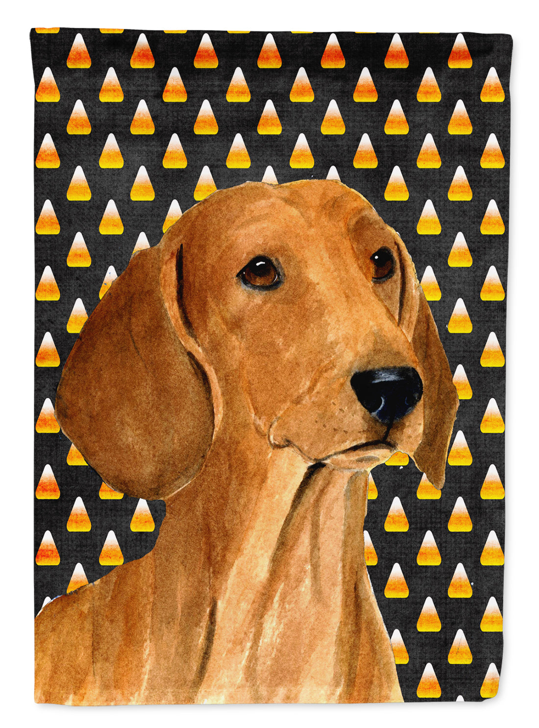 Dachshund Candy Corn Halloween Portrait Flag Canvas House Size  the-store.com.