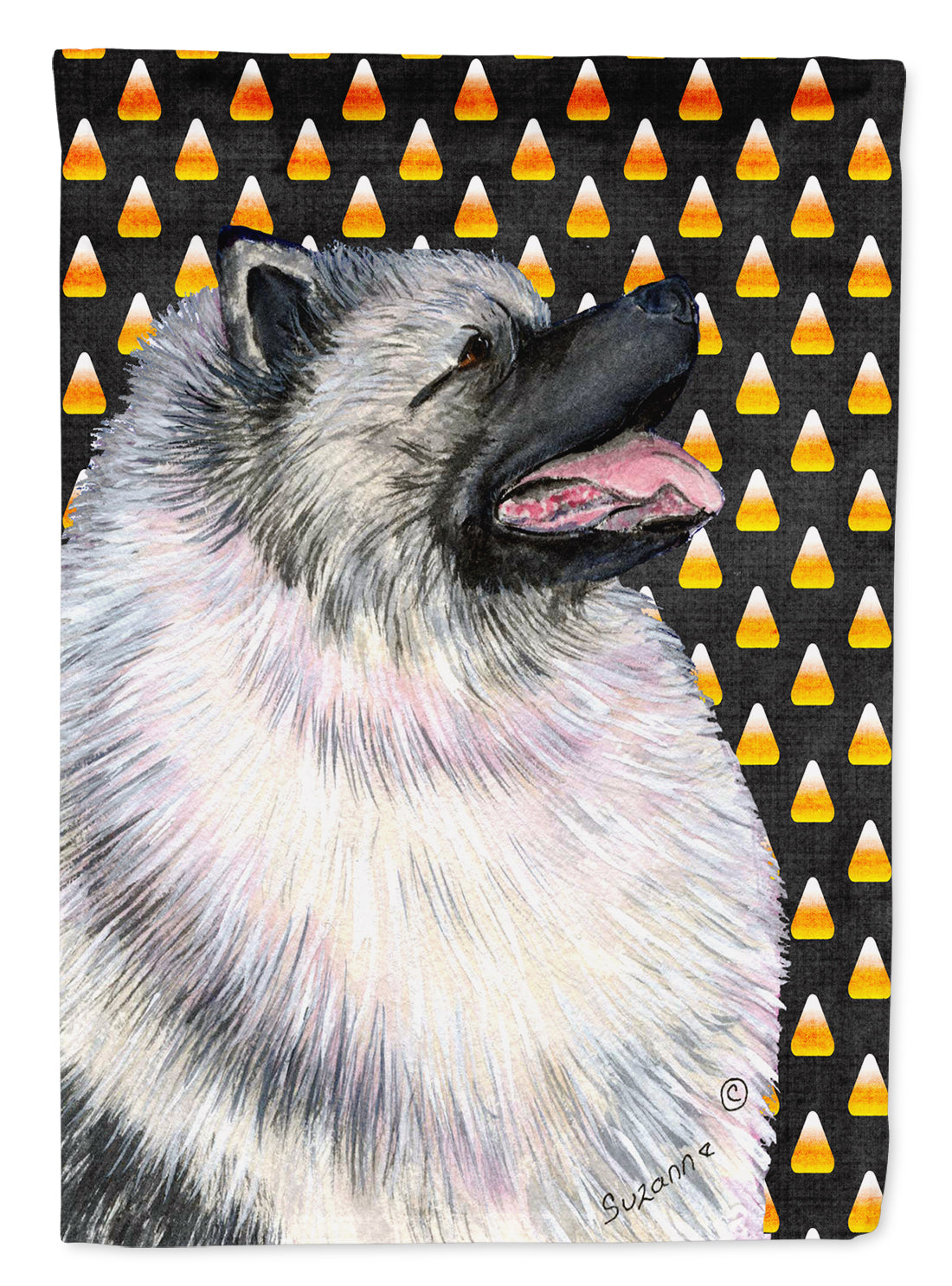 Keeshond Candy Corn Halloween Portrait Flag Canvas House Size  the-store.com.