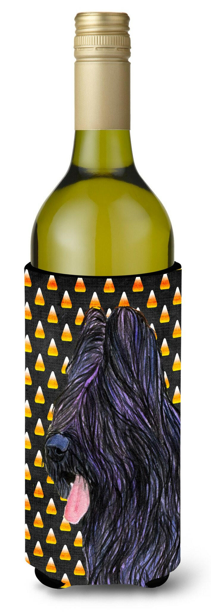 Briard Candy Corn Halloween Portrait Wine Bottle Beverage Insulator Beverage Insulator Hugger by Caroline's Treasures