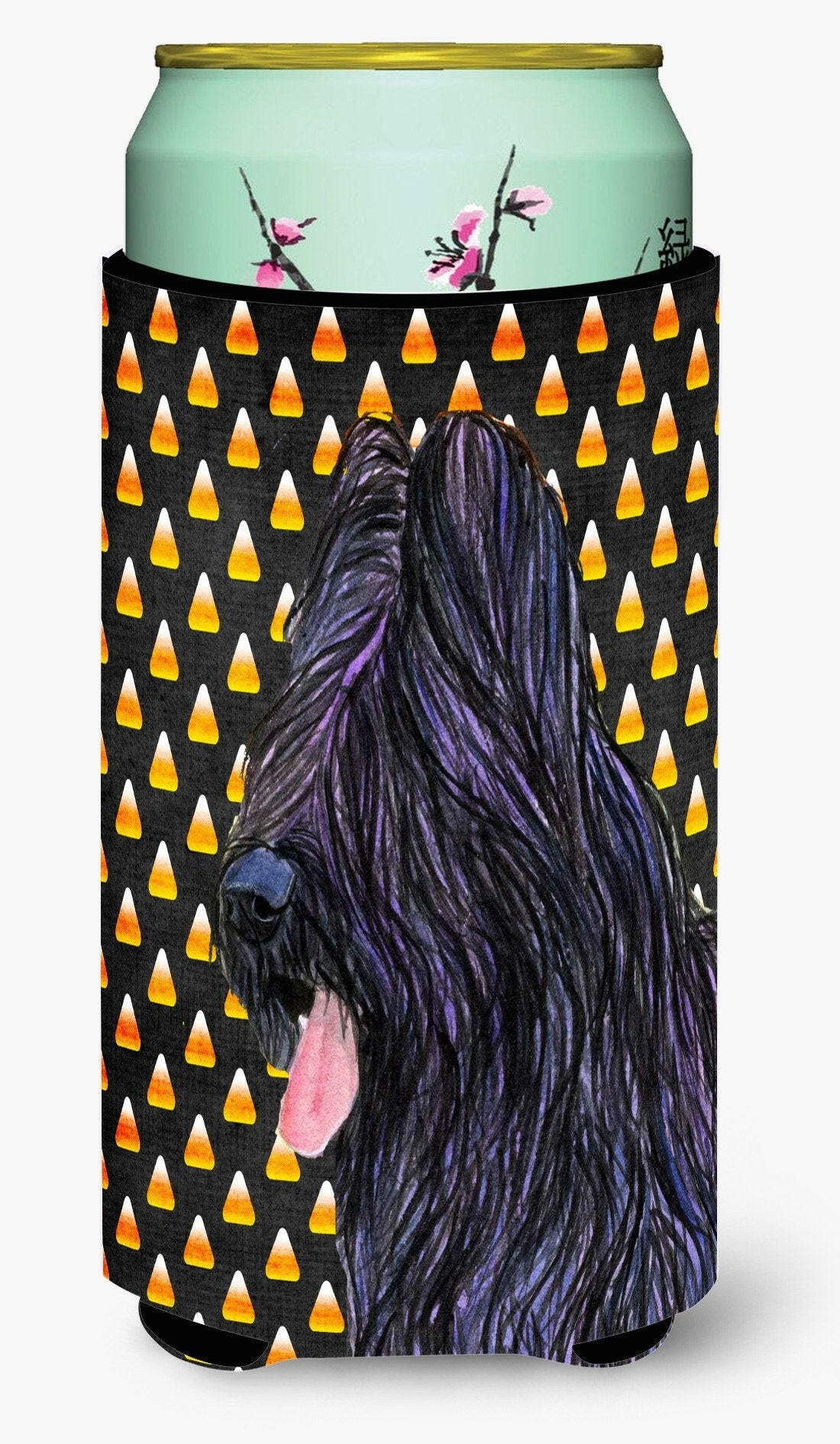 Briard Candy Corn Halloween Portrait  Tall Boy Beverage Insulator Beverage Insulator Hugger by Caroline's Treasures