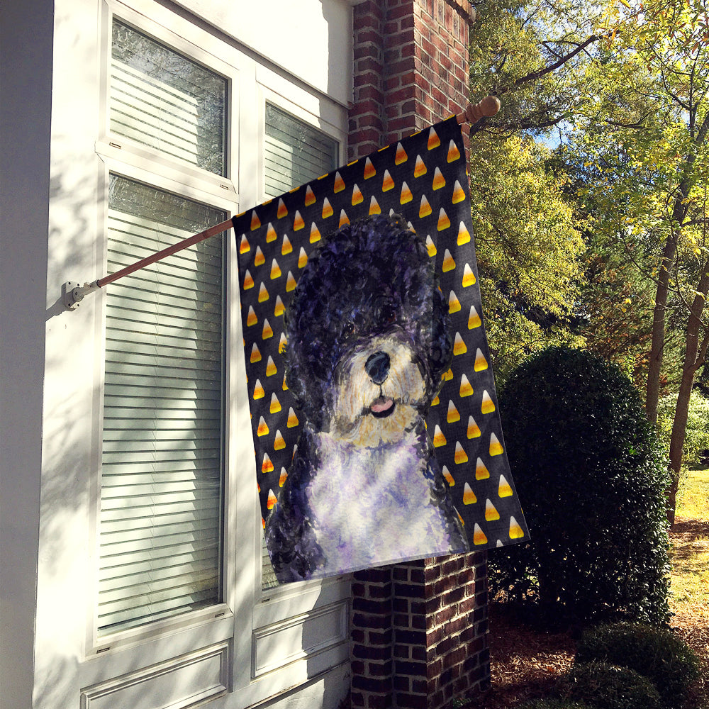 Portuguese Water Dog Candy Corn Halloween Portrait Flag Canvas House Size  the-store.com.