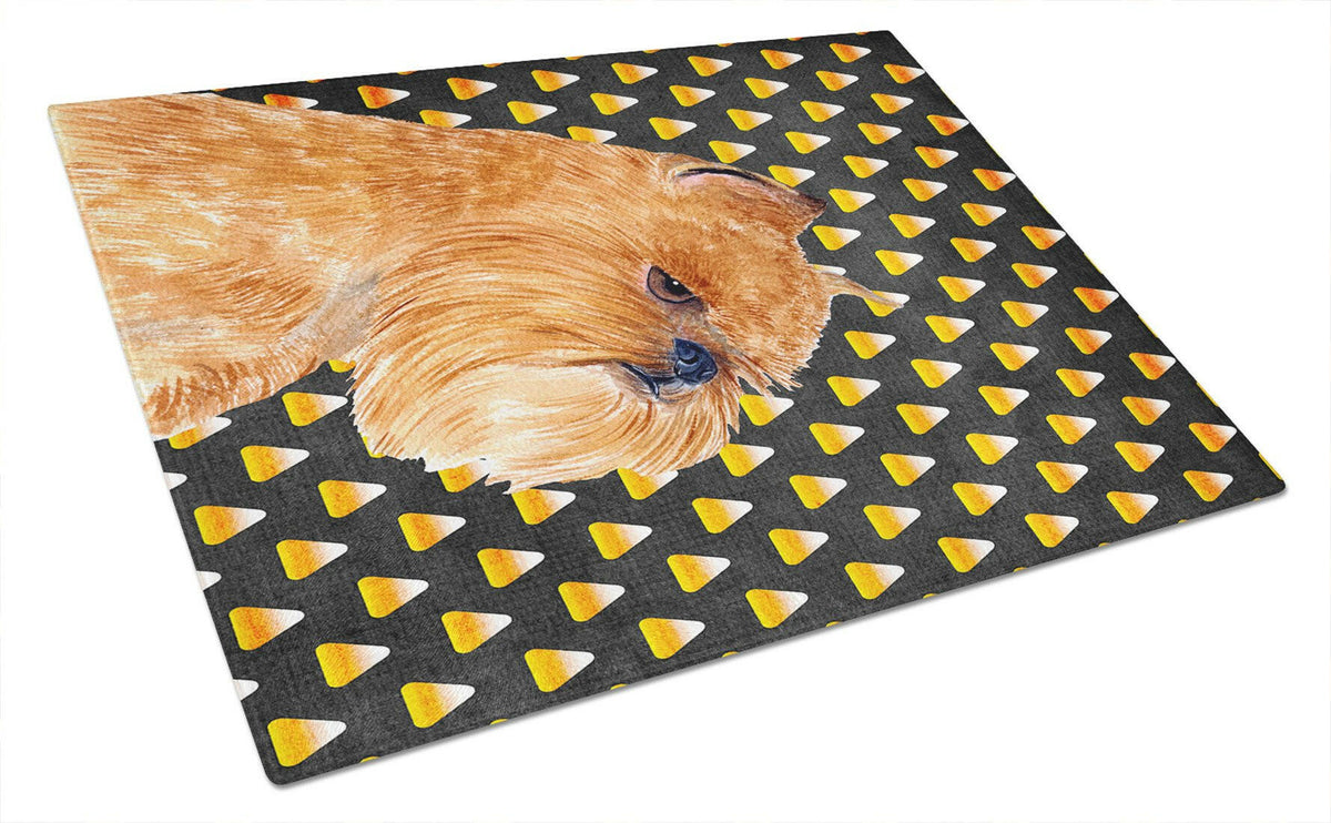 Brussels Griffon Candy Corn Halloween Portrait Glass Cutting Board Large by Caroline&#39;s Treasures