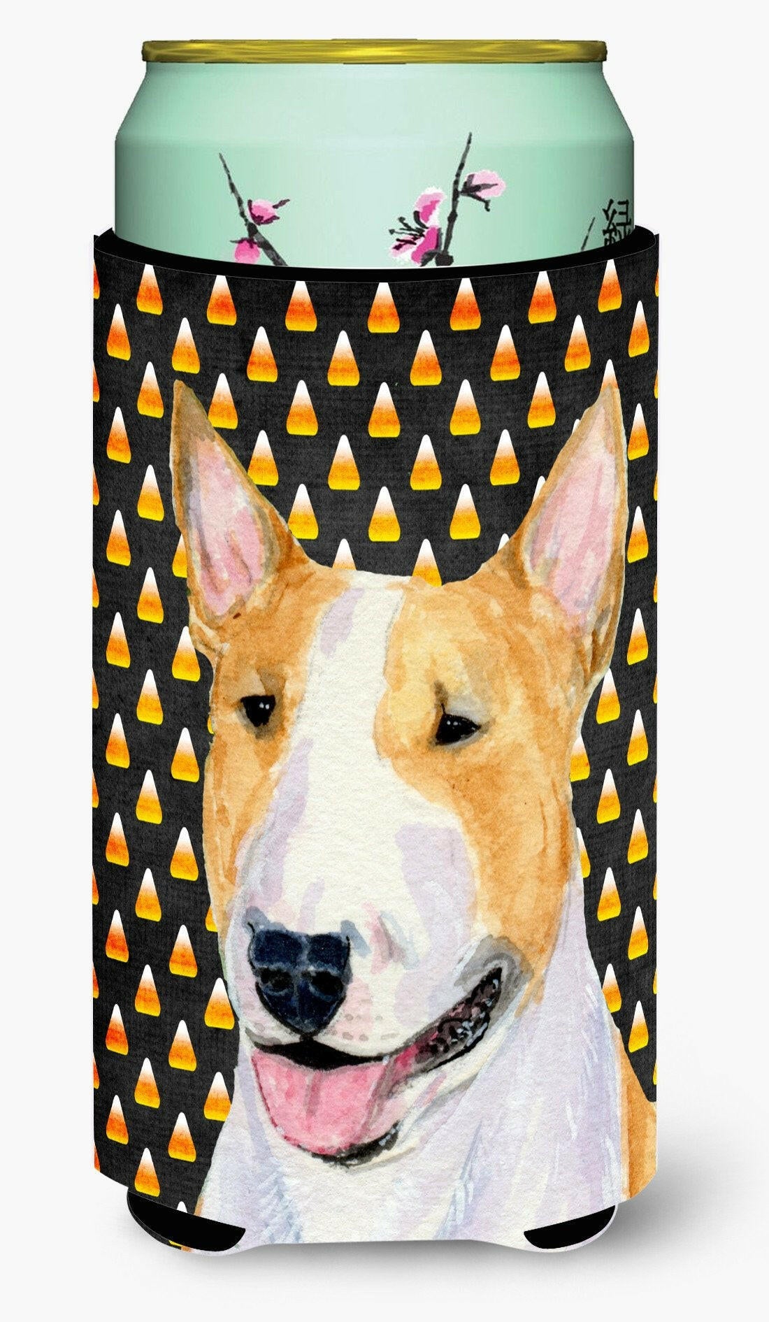 Bull Terrier Candy Corn Halloween Portrait  Tall Boy Beverage Insulator Beverage Insulator Hugger by Caroline's Treasures