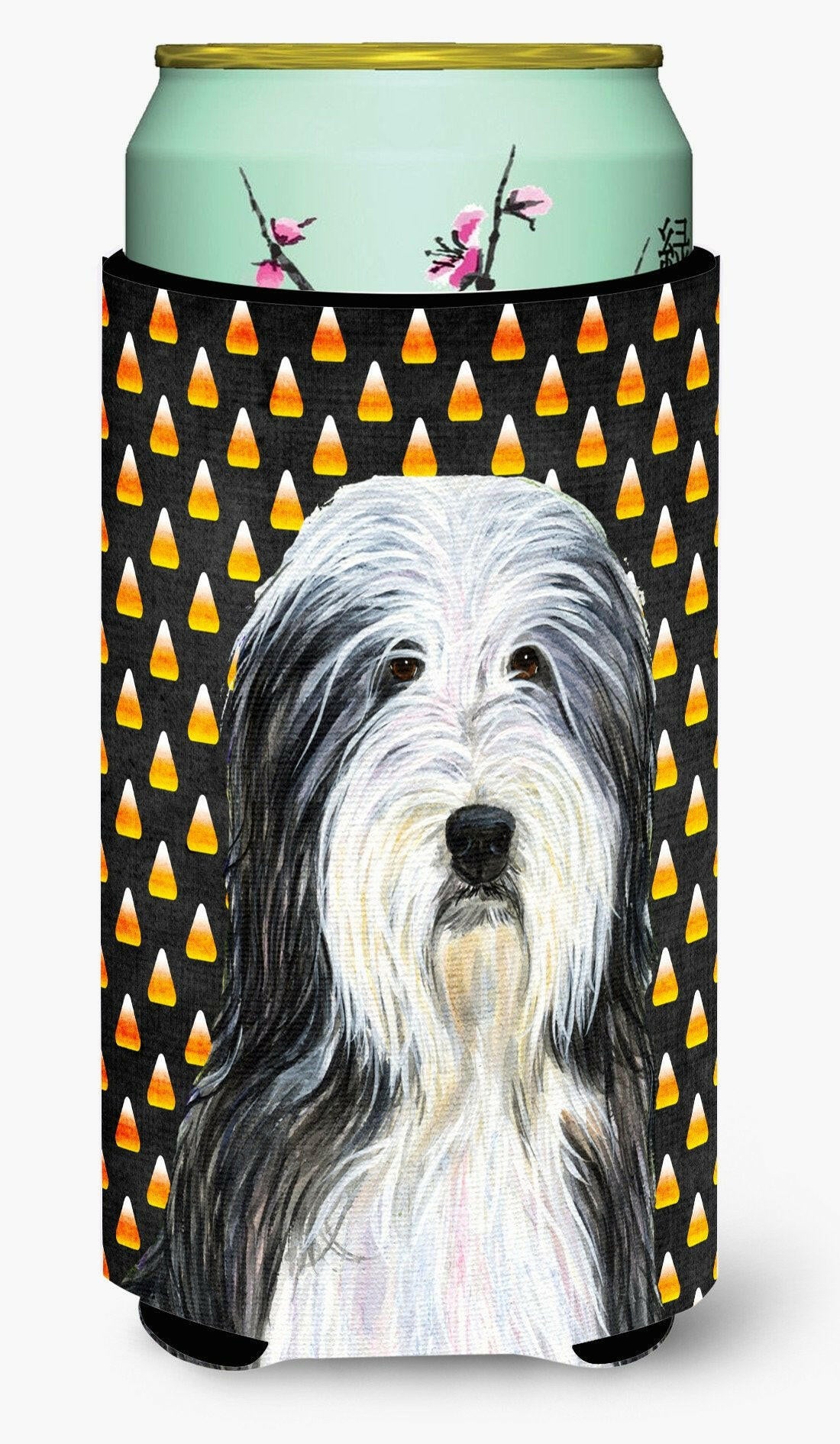 Bearded Collie Candy Corn Halloween Portrait  Tall Boy Beverage Insulator Beverage Insulator Hugger by Caroline's Treasures