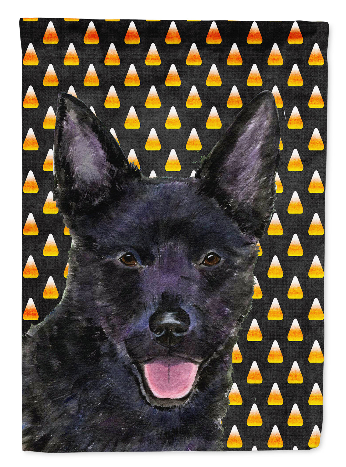 Australian Kelpie Candy Corn Halloween Portrait Flag Canvas House Size  the-store.com.