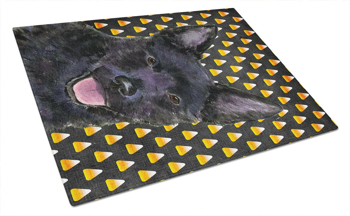 Australian Kelpie Candy Corn Halloween Portrait Glass Cutting Board Large by Caroline&#39;s Treasures