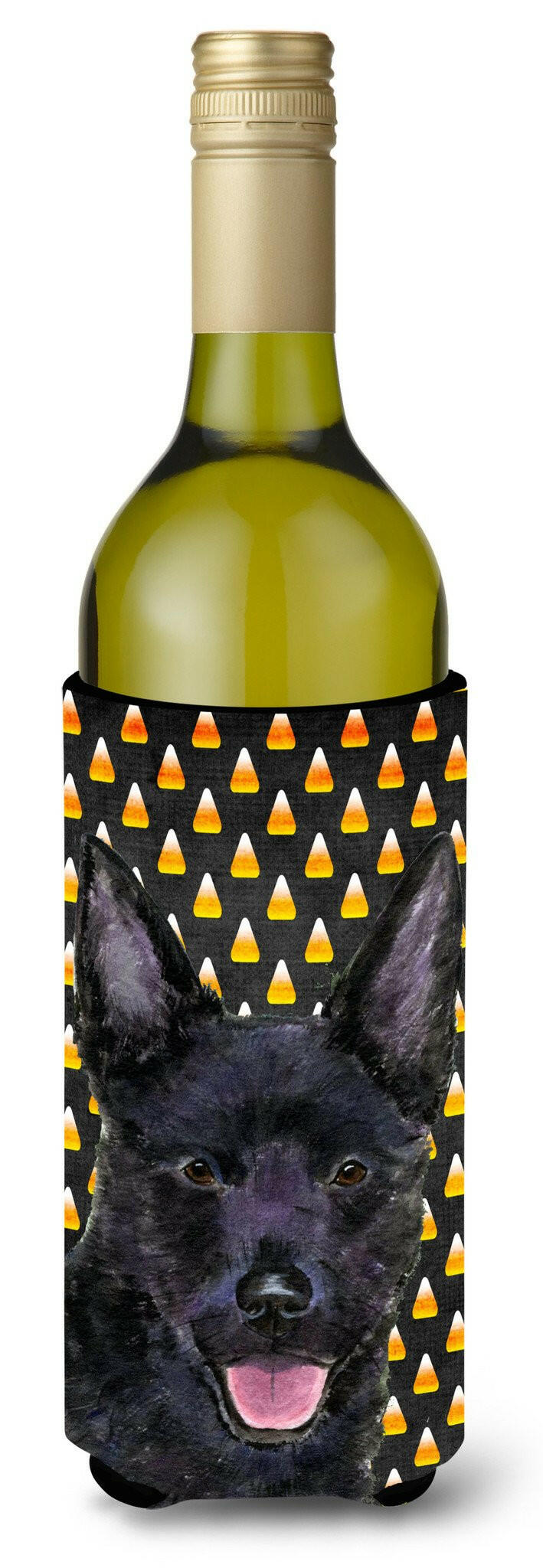 Australian Kelpie Candy Corn Halloween Portrait Wine Bottle Beverage Insulator Beverage Insulator Hugger by Caroline's Treasures