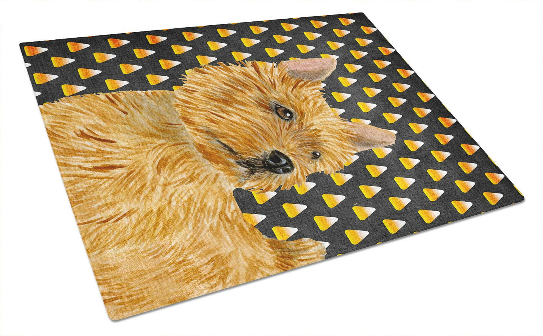 Norwich Terrier Candy Corn Halloween Portrait Glass Cutting Board Large by Caroline's Treasures