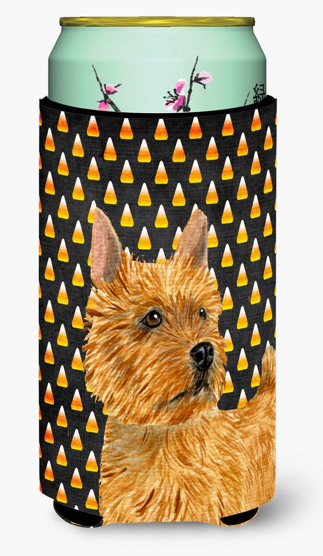 Norwich Terrier Candy Corn Halloween Portrait  Tall Boy Beverage Insulator Beverage Insulator Hugger by Caroline&#39;s Treasures