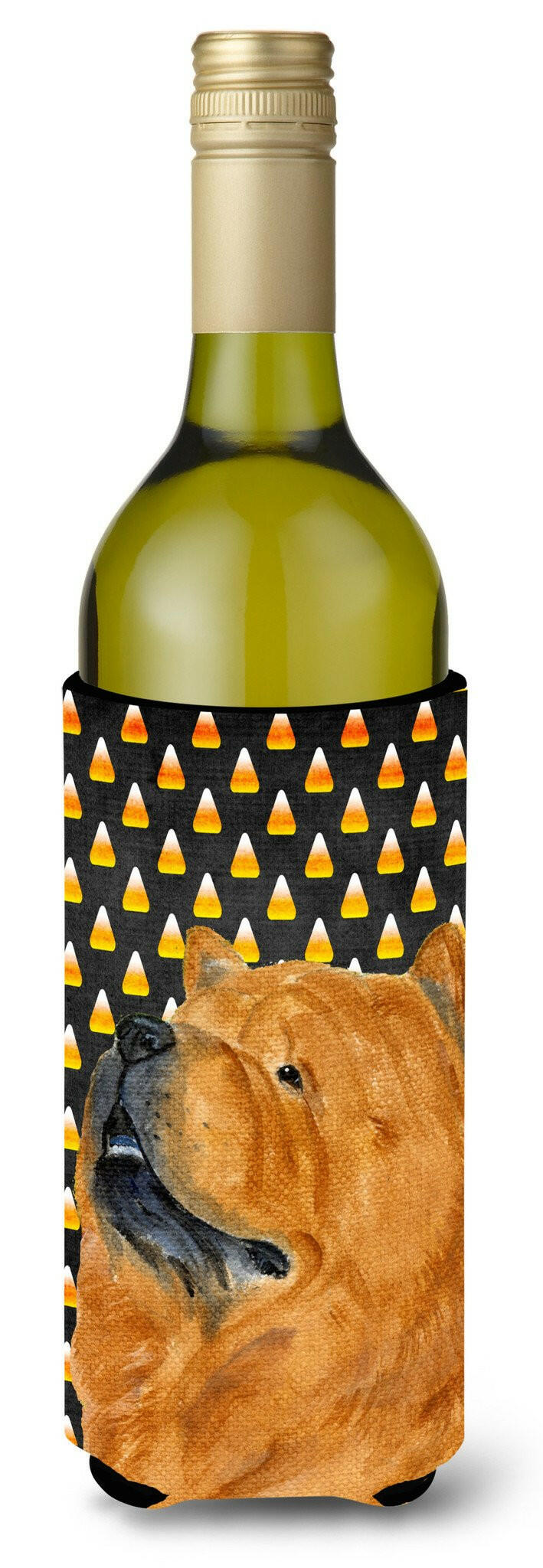 Chow Chow Candy Corn Halloween Portrait Wine Bottle Beverage Insulator Beverage Insulator Hugger SS4295LITERK by Caroline&#39;s Treasures