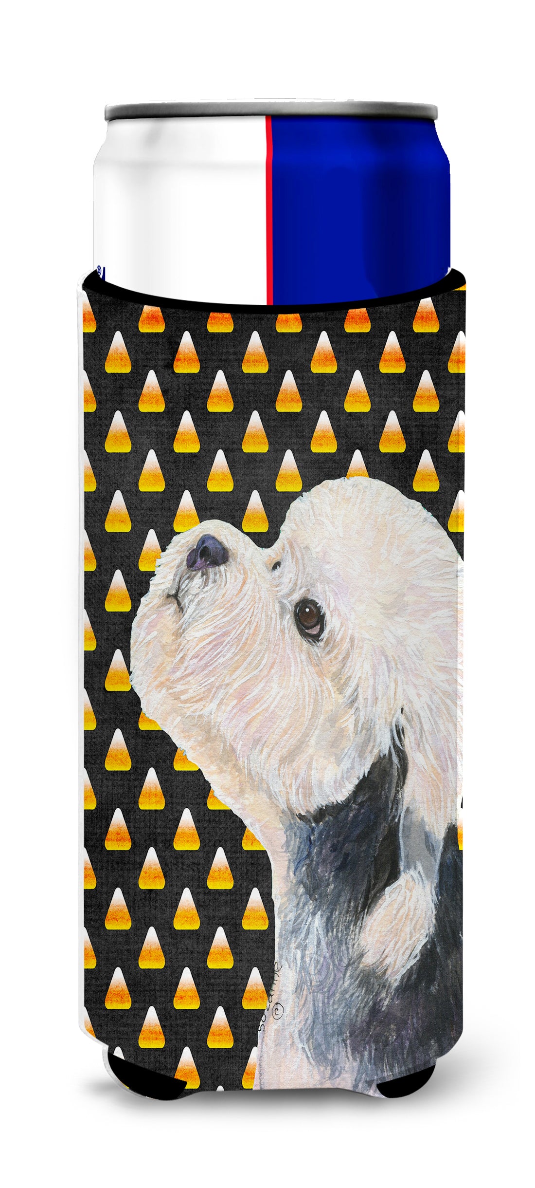 Dandie Dinmont Terrier Candy Corn Halloween Portrait Ultra Beverage Insulators for slim cans SS4296MUK.