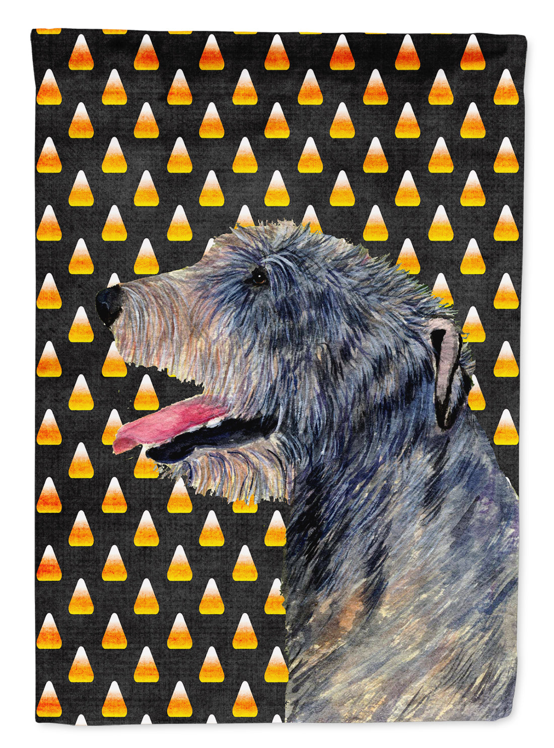 Irish Wolfhound Candy Corn Halloween Portrait Flag Canvas House Size  the-store.com.