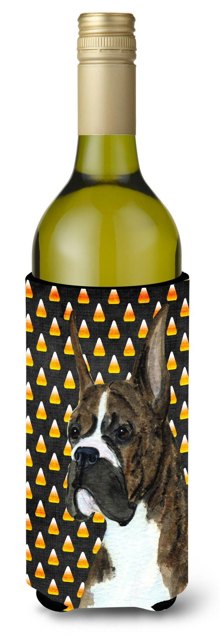 Boxer Candy Corn Halloween Portrait Wine Bottle Beverage Insulator Beverage Insulator Hugger by Caroline's Treasures