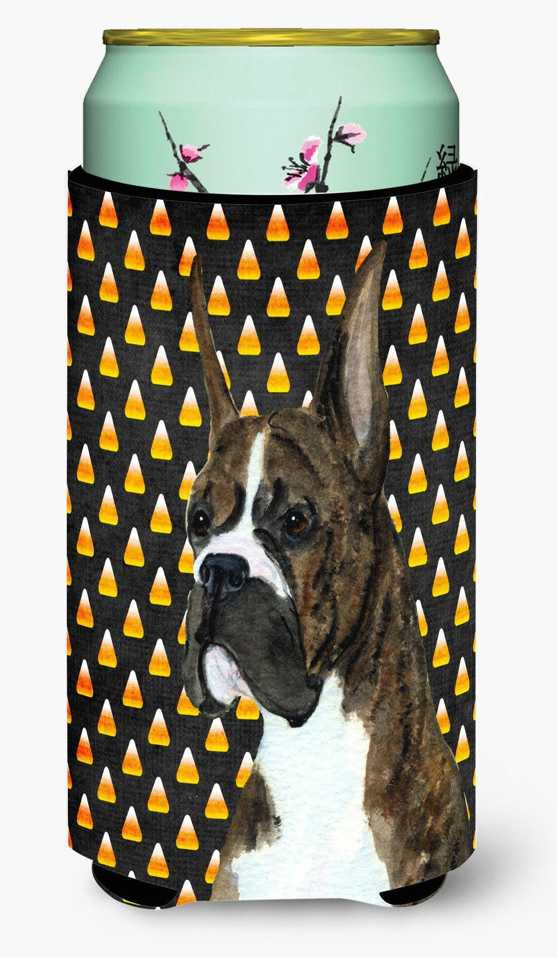 Boxer Candy Corn Halloween Portrait  Tall Boy Beverage Insulator Beverage Insulator Hugger by Caroline's Treasures