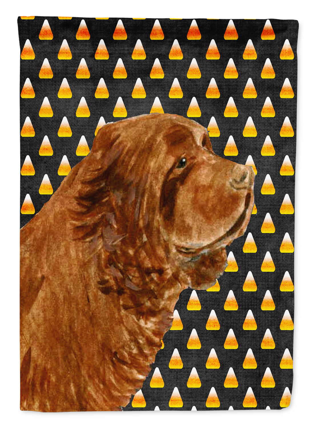 Sussex Spaniel Candy Corn Halloween Portrait Flag Canvas House Size  the-store.com.