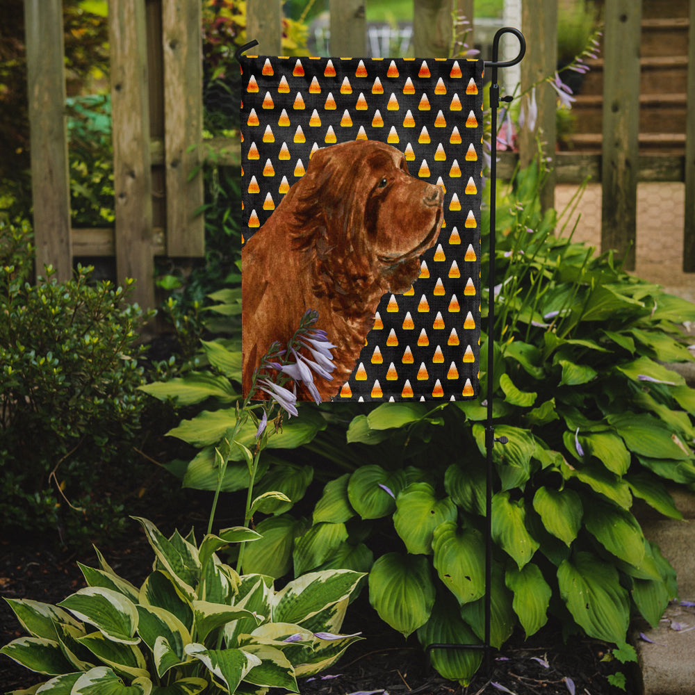 Sussex Spaniel Candy Corn Halloween Portrait Flag Garden Size.