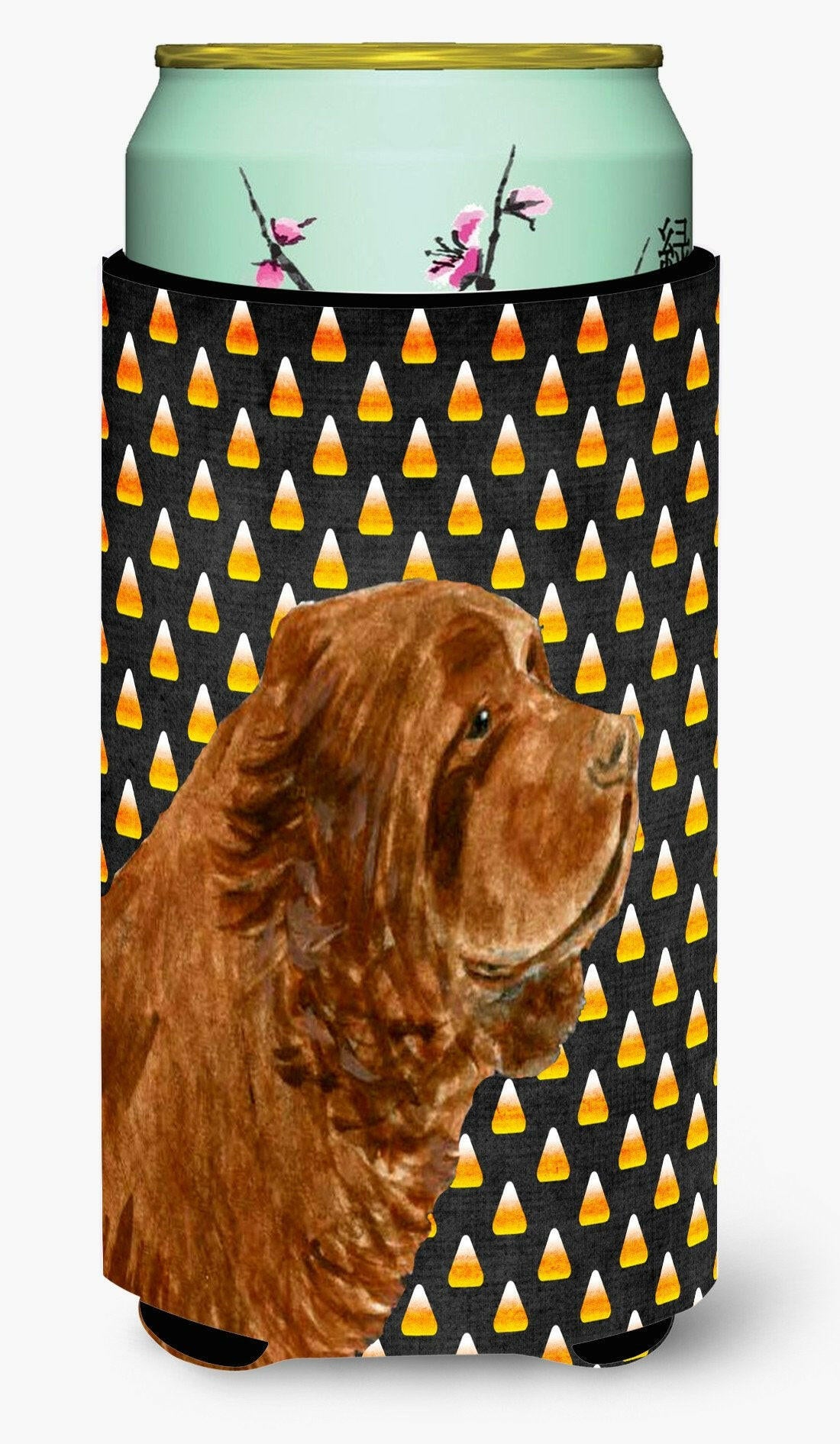 Sussex Spaniel Candy Corn Halloween Portrait  Tall Boy Beverage Insulator Beverage Insulator Hugger by Caroline's Treasures