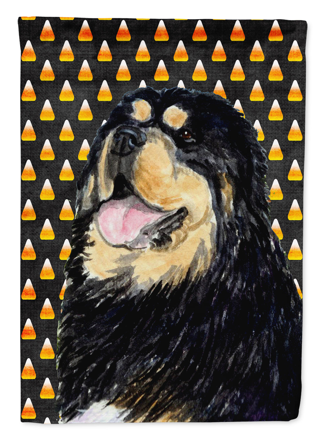 Tibetan Mastiff Candy Corn Halloween Portrait Flag Canvas House Size  the-store.com.