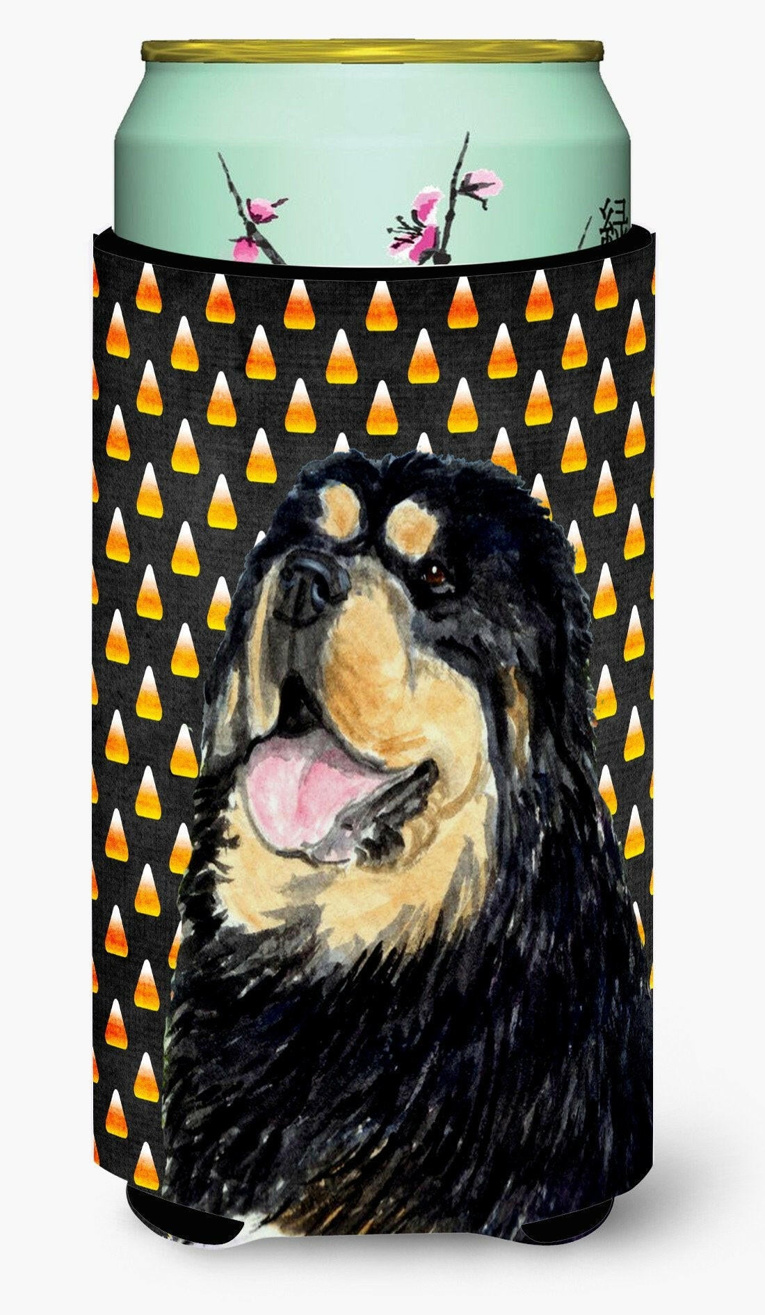 Tibetan Mastiff Candy Corn Halloween Portrait  Tall Boy Beverage Insulator Beverage Insulator Hugger by Caroline's Treasures