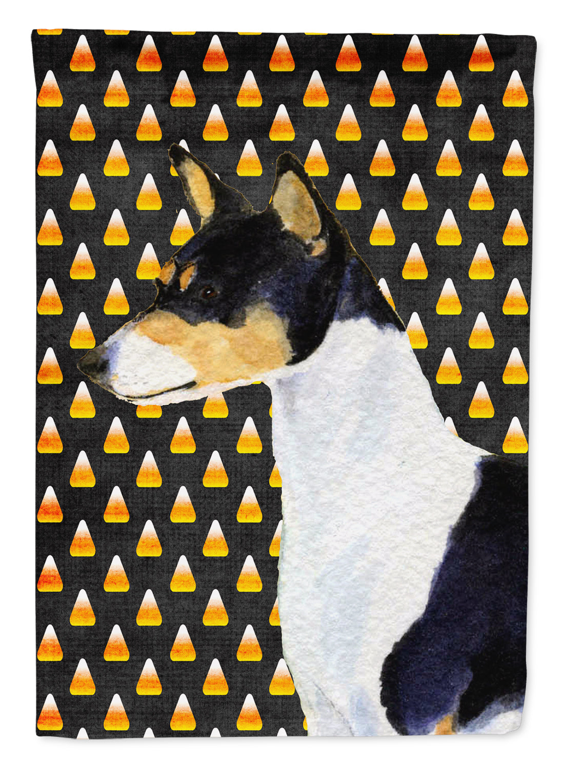 Basenji Candy Corn Halloween Portrait Flag Canvas House Size  the-store.com.