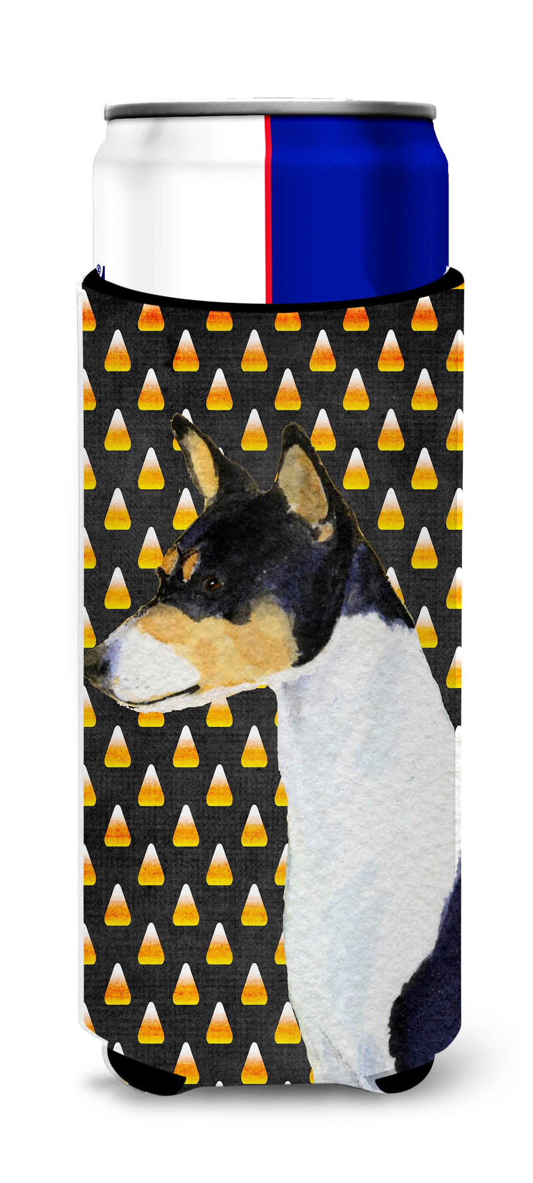 Basenji Candy Corn Halloween Portrait Ultra Beverage Insulators for slim cans SS4307MUK.