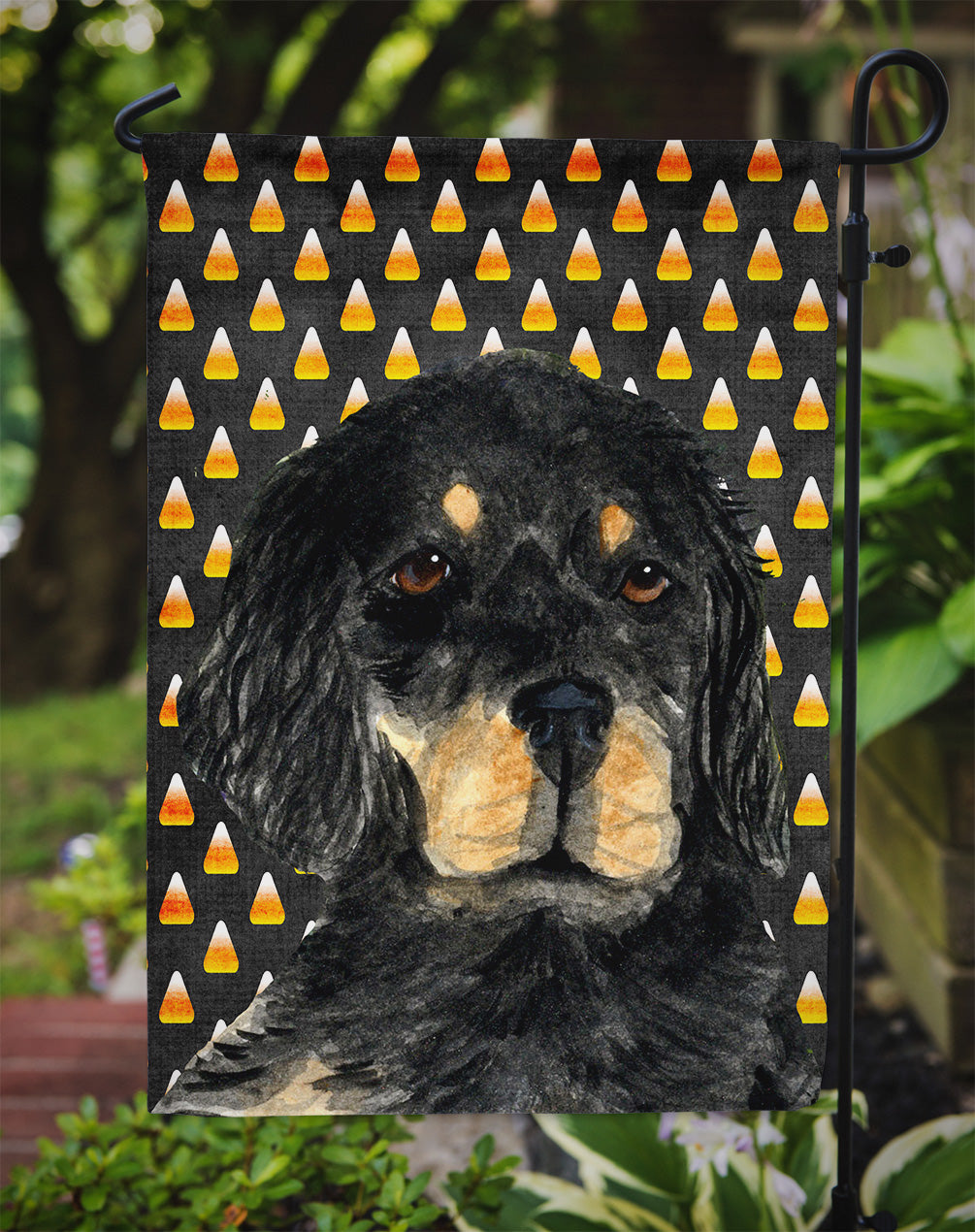 Gordon Setter Candy Corn Halloween Portrait Flag Garden Size.