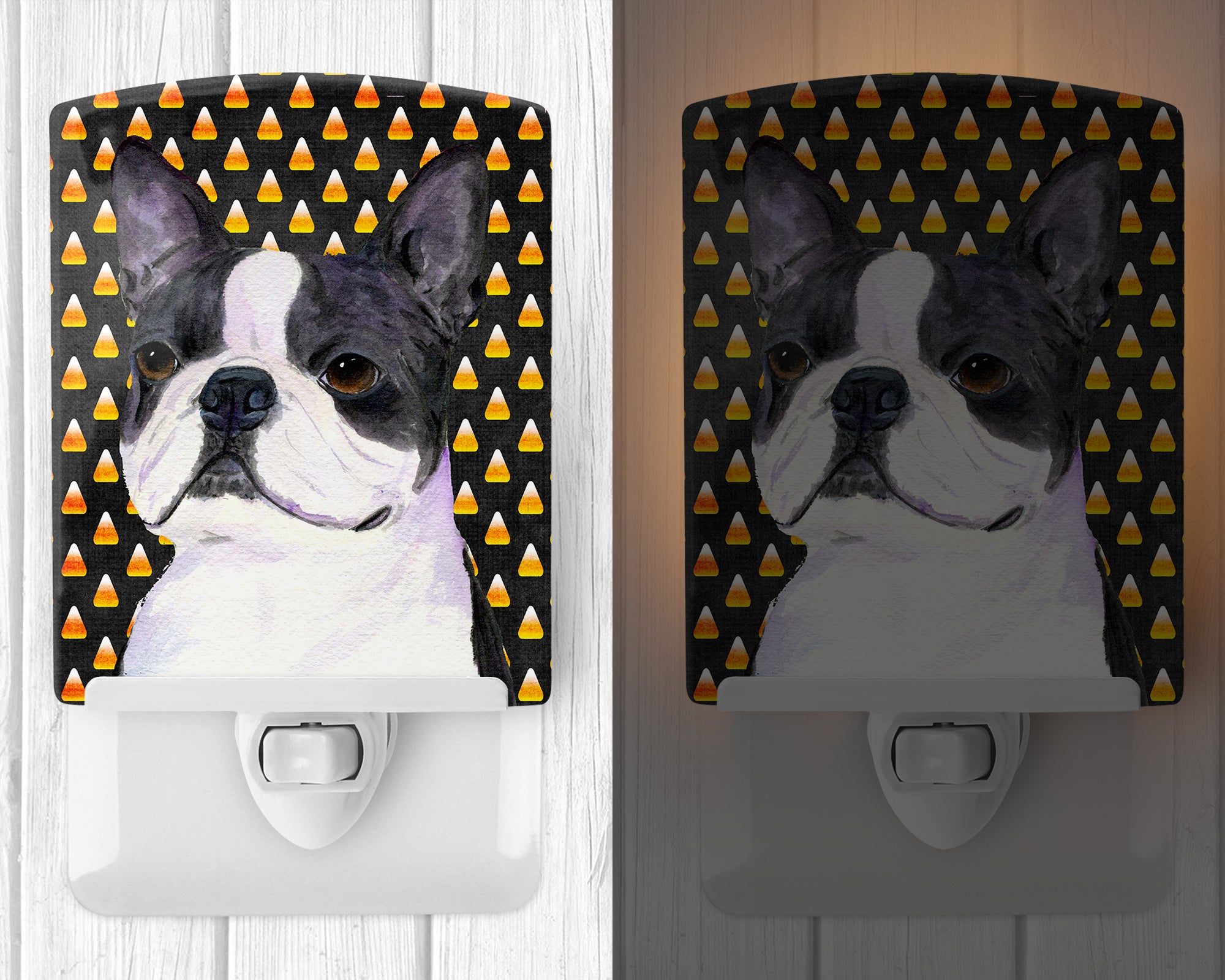 Boston Terrier Candy Corn Halloween Portrait Ceramic Night Light SS4309CNL - the-store.com