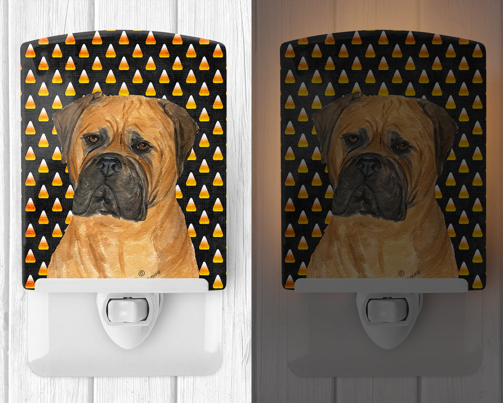 Bullmastiff Candy Corn Halloween Portrait Ceramic Night Light SS4310CNL - the-store.com