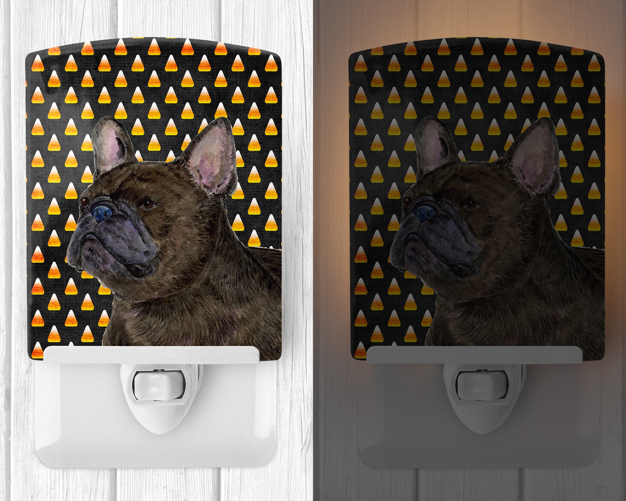 French Bulldog Candy Corn Halloween Portrait Ceramic Night Light SS4312CNL - the-store.com