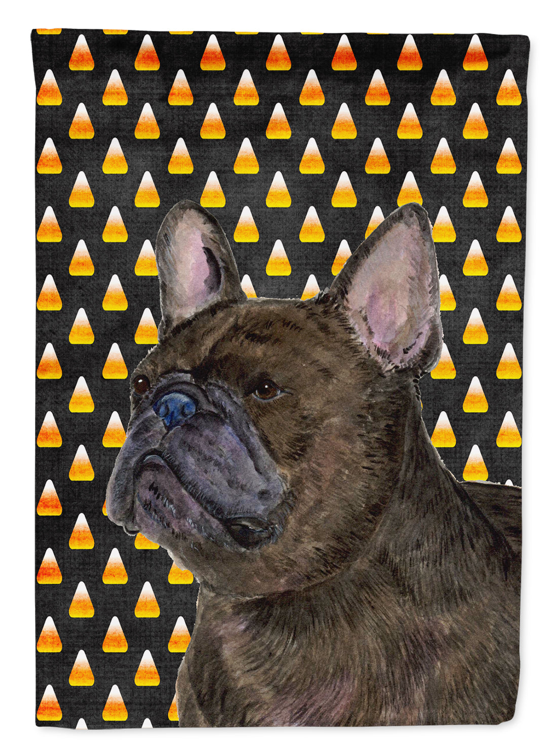 French Bulldog Candy Corn Halloween Portrait Flag Garden Size.