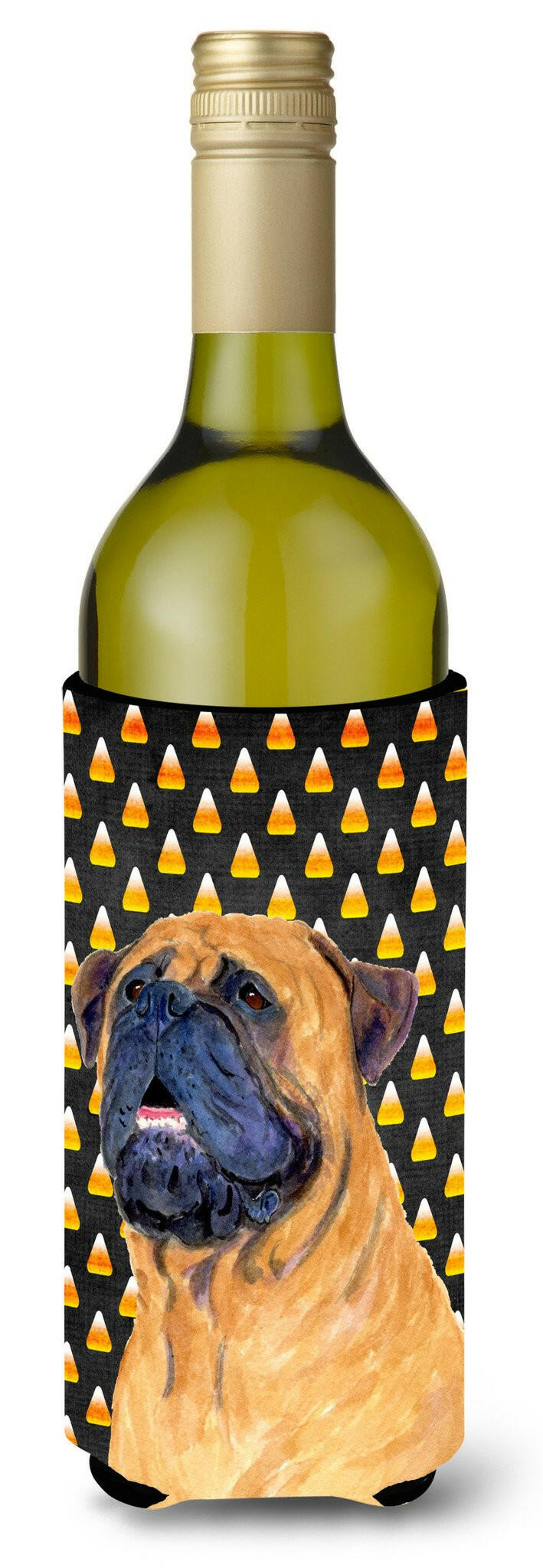 Mastiff Candy Corn Halloween Portrait Wine Bottle Beverage Insulator Beverage Insulator Hugger SS4313LITERK by Caroline&#39;s Treasures