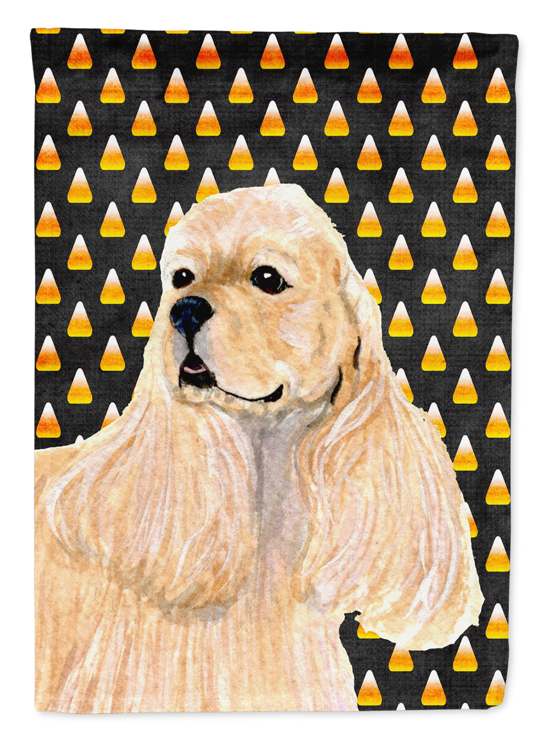 Cocker Spaniel Candy Corn Halloween Portrait Flag Garden Size.