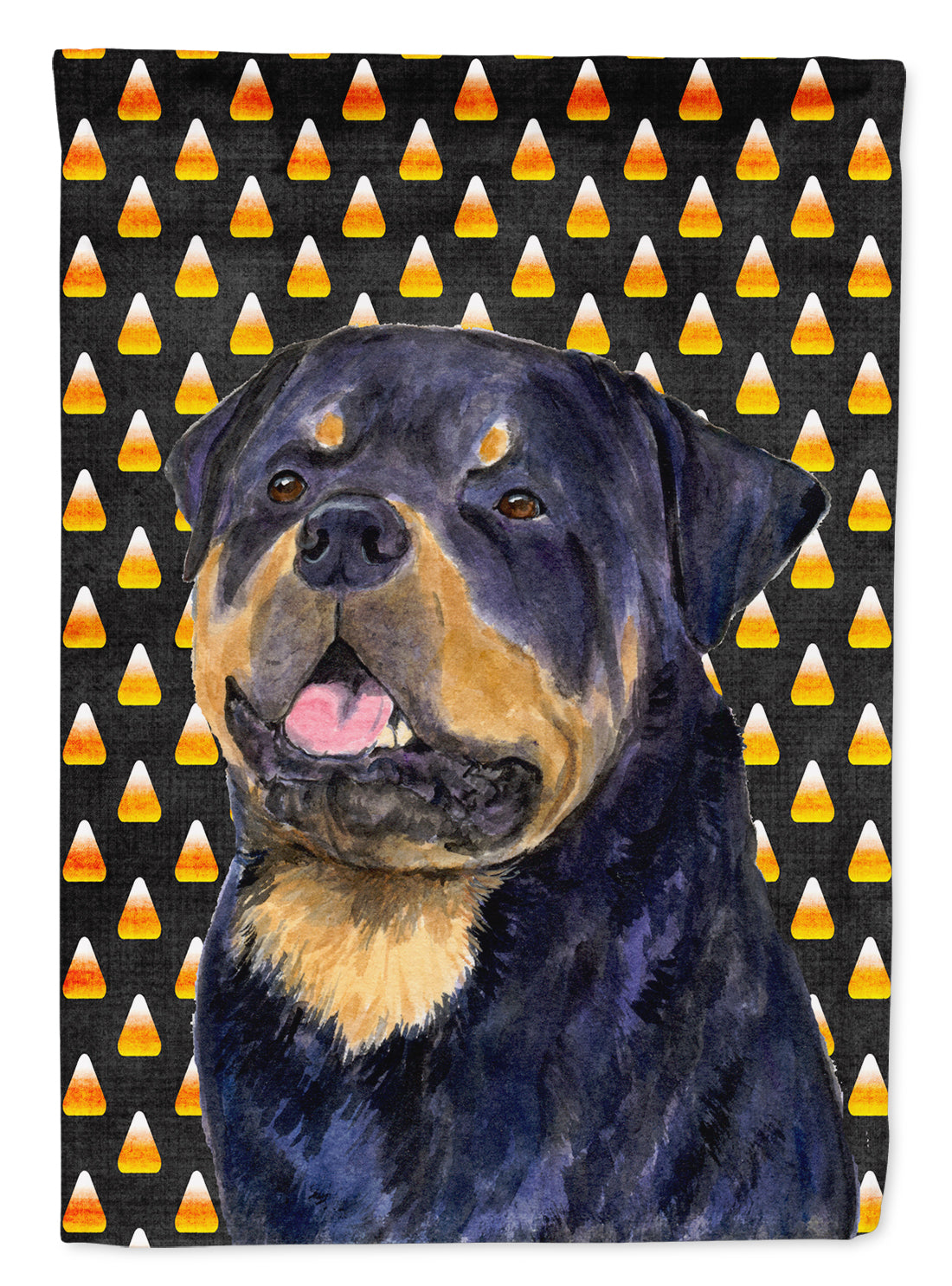 Rottweiler Candy Corn Halloween Portrait Flag Canvas House Size  the-store.com.