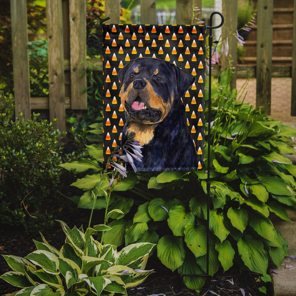 Rottweiler Candy Corn Halloween Portrait Flag Garden Size.