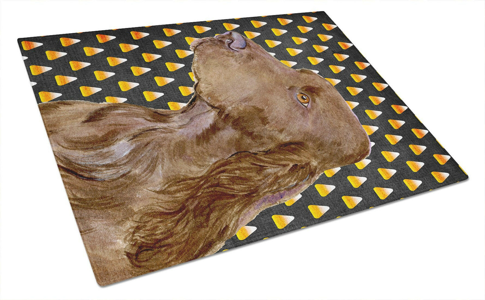 Field Spaniel Candy Corn Halloween Portrait Glass Cutting Board Large by Caroline's Treasures