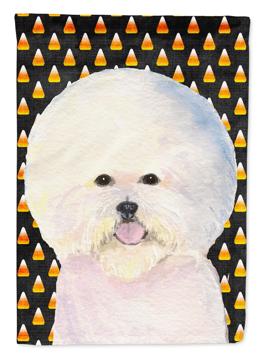 Bichon Frise Candy Corn Halloween Portrait Flag Canvas House Size  the-store.com.