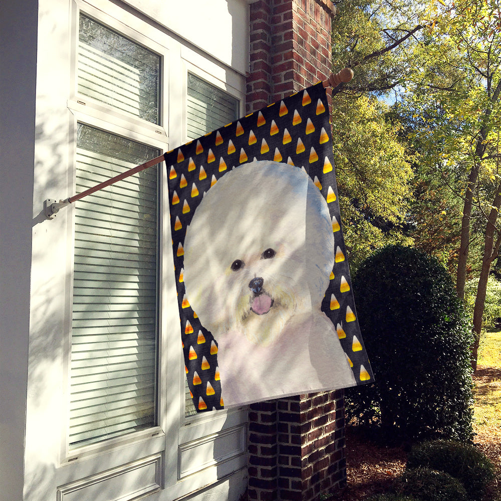 Bichon Frise Candy Corn Halloween Portrait Flag Canvas House Size  the-store.com.