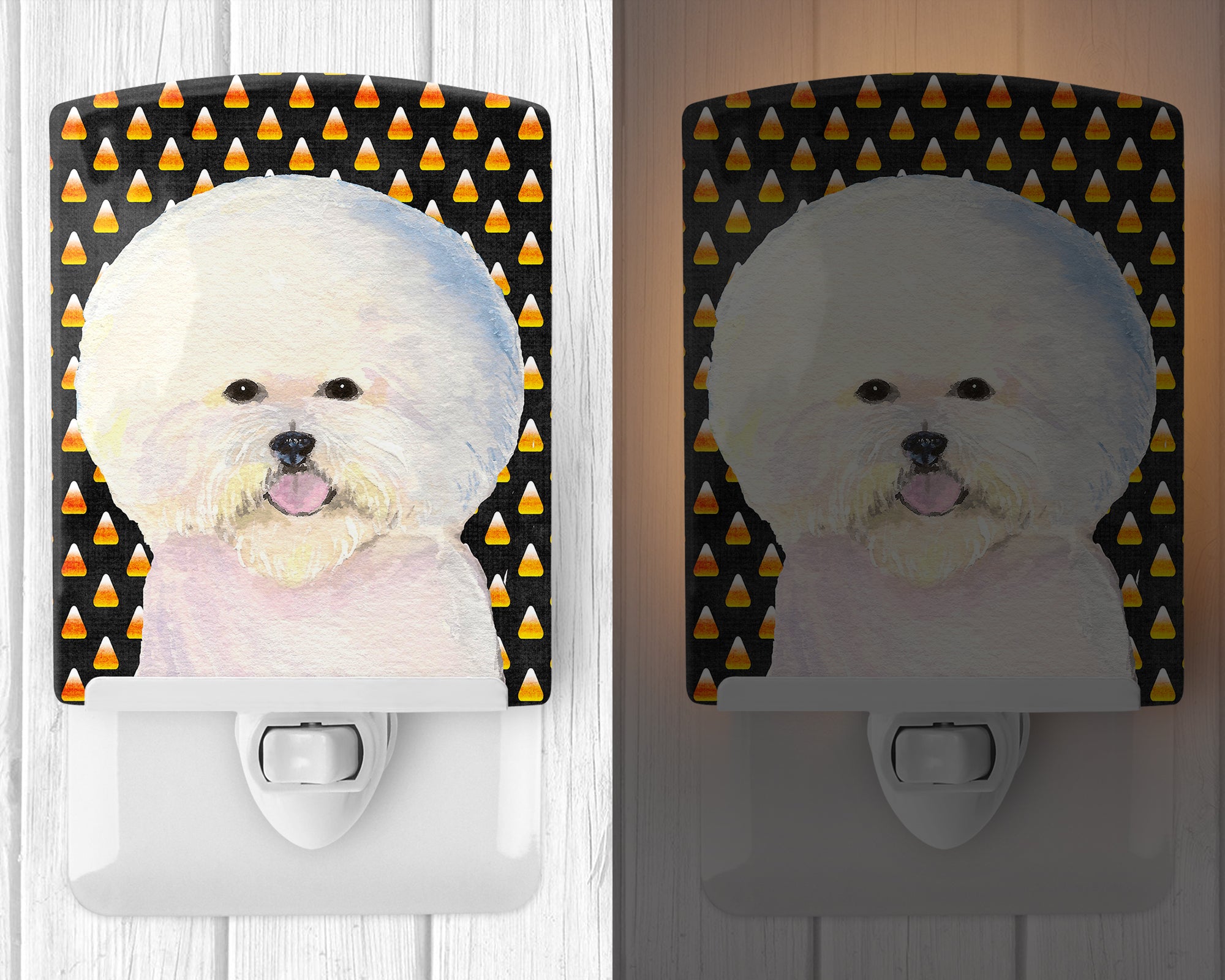 Bichon Frise Candy Corn Halloween Portrait Ceramic Night Light SS4319CNL - the-store.com