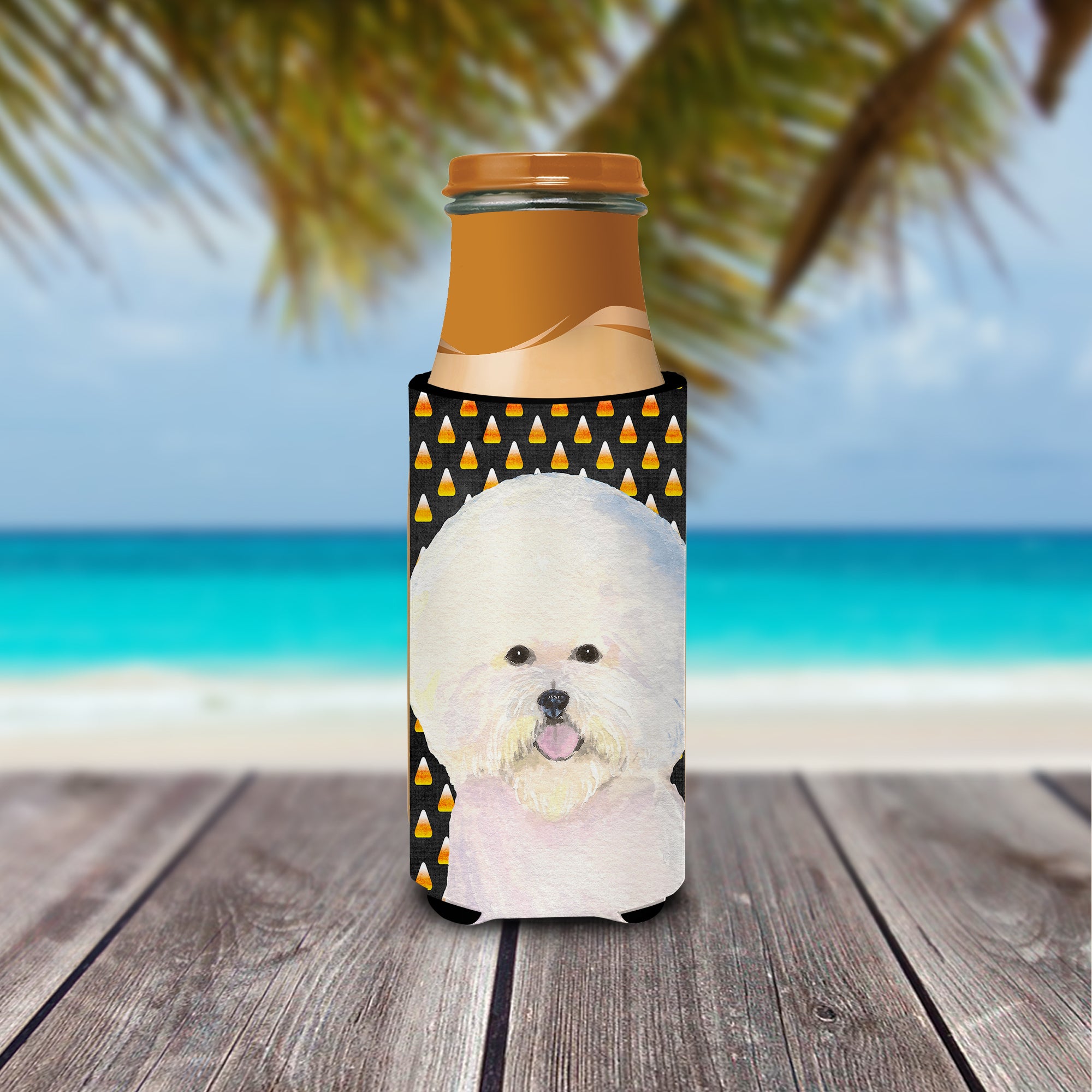 Bichon Frise Candy Corn Halloween Portrait Ultra Beverage Insulators for slim cans SS4319MUK.