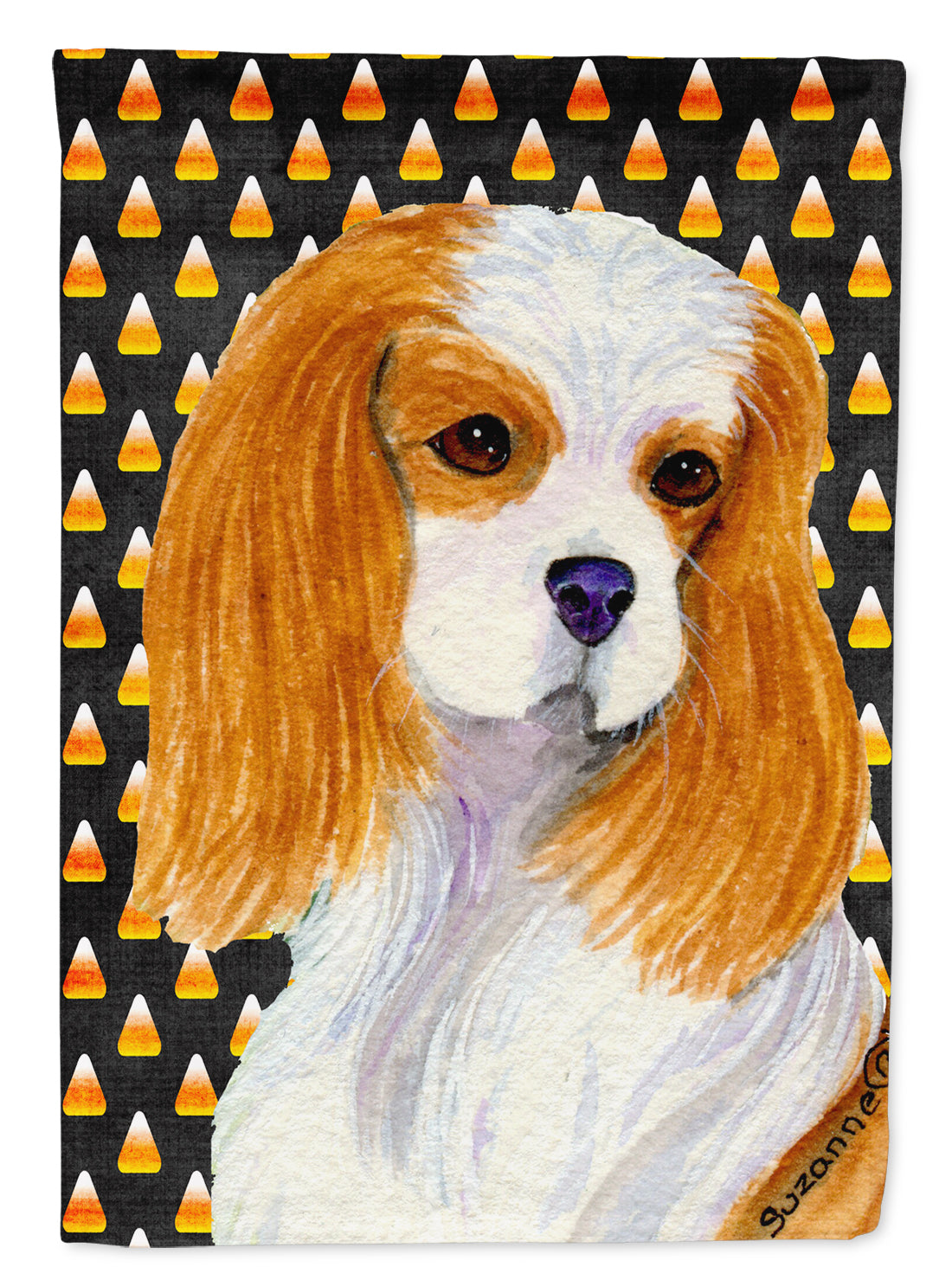 Cavalier Spaniel Candy Corn Halloween Portrait Flag Canvas House Size  the-store.com.