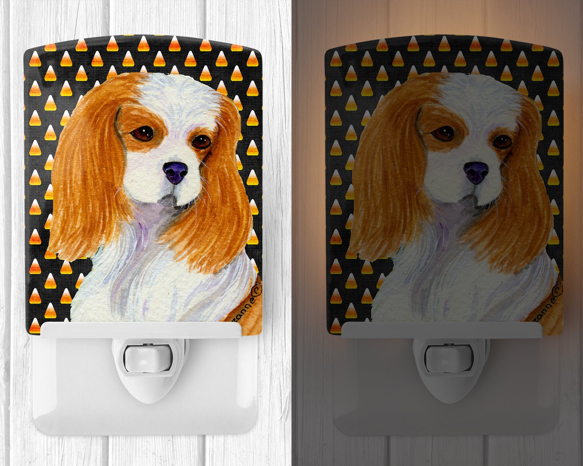 Cavalier Spaniel Candy Corn Halloween Portrait Ceramic Night Light SS4320CNL - the-store.com